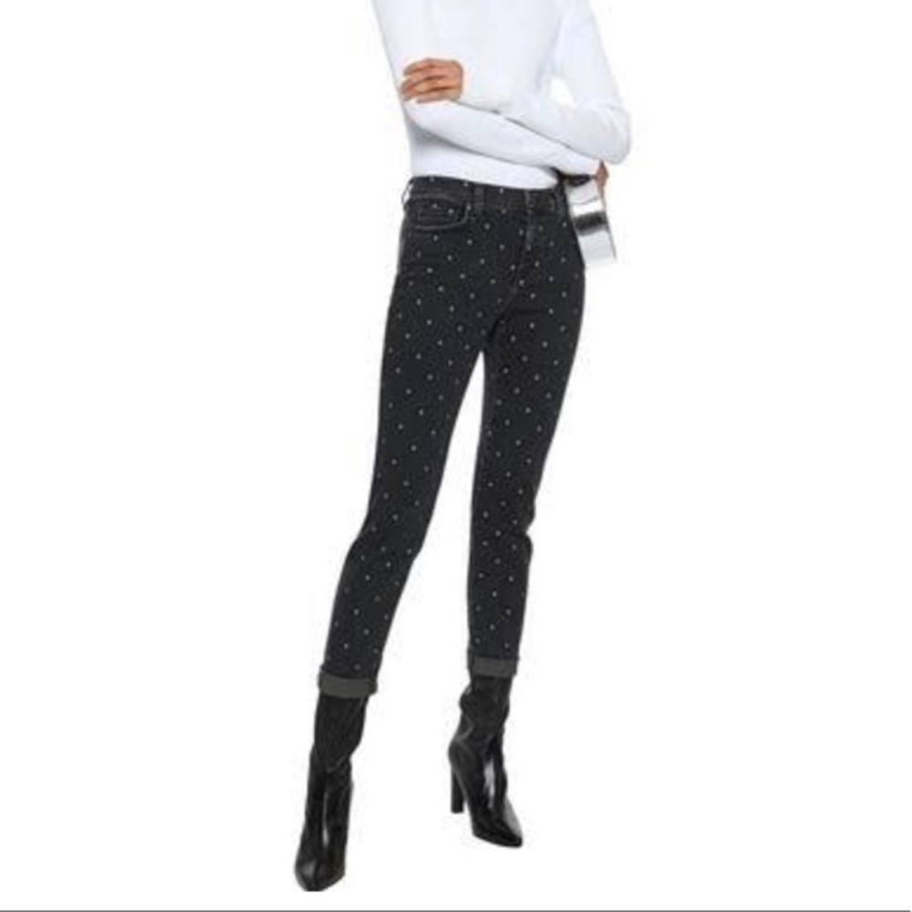 Current/Elliott Easy Stiletto Rolled Hem Polka Dot